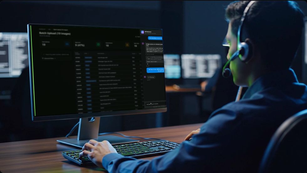 Operator working the Sentinel review console